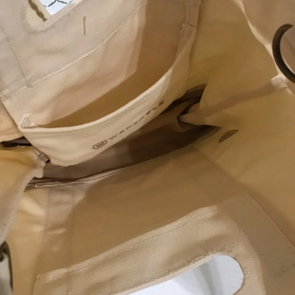 NWT Wantable Canvas Tote Bag in Cream with Removable Strap